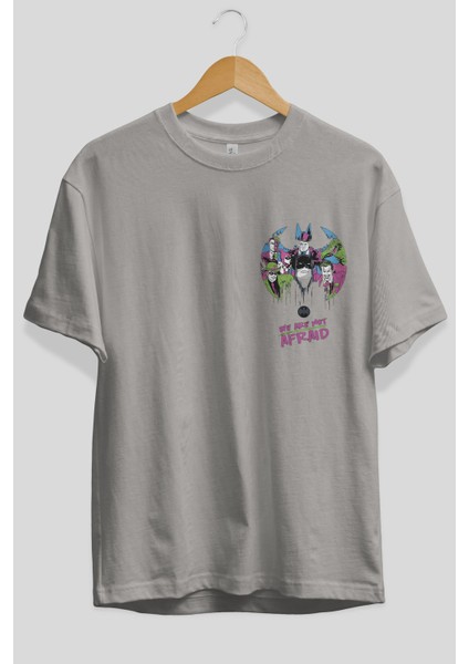Batman Joker Ön Sol Baskılı Oversize T-Shirt Erkek Kadın Unisex Pamuk Bisiklet Yaka Tişort fiyatları