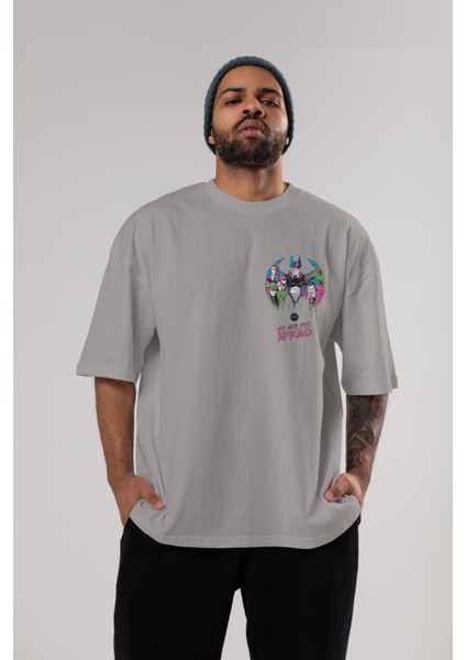 Batman Joker Ön Sol Baskılı Oversize T-Shirt Erkek Kadın Unisex Pamuk Bisiklet Yaka Tişort indirimleri