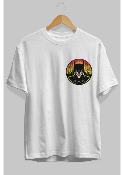 Batman (1) Ön Sol Baskılı Oversize T-Shirt Erkek Kadın Unisex Pamuk Bisiklet Yaka Tişort fiyatları