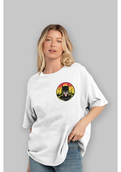 Batman (1) Ön Sol Baskılı Oversize T-Shirt Erkek Kadın Unisex Pamuk Bisiklet Yaka Tişort fırsatları