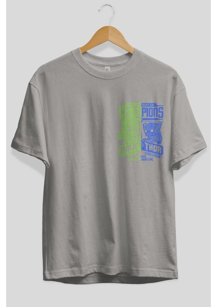 Hulk (13) Ön Sol Baskılı Oversize T-Shirt Erkek Kadın Unisex Pamuk Bisiklet Yaka Tişort
