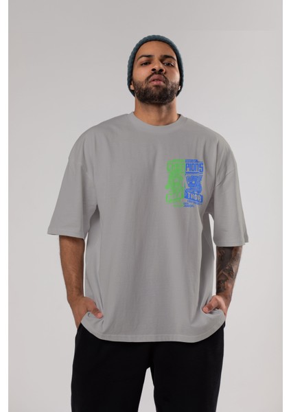 Hulk (13) Ön Sol Baskılı Oversize T-Shirt Erkek Kadın Unisex Pamuk Bisiklet Yaka Tişort
