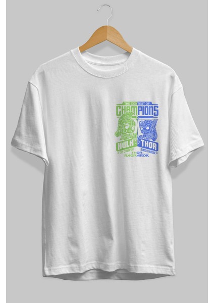 Hulk (13) Ön Sol Baskılı Oversize T-Shirt Erkek Kadın Unisex %100 Pamuk Bisiklet Yaka Tişort
