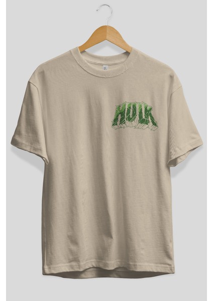 Hulk (14) Ön Sol Baskılı Oversize T-Shirt Erkek Kadın Unisex Pamuk Bisiklet Yaka Tişort fiyatları
