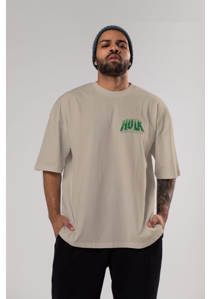 Hulk (14) Ön Sol Baskılı Oversize T-Shirt Erkek Kadın Unisex Pamuk Bisiklet Yaka Tişort indirimleri