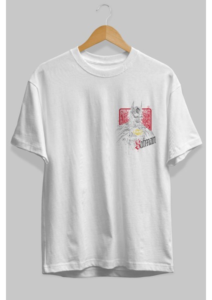 Batman (12) Ön Sol Baskılı Oversize T-Shirt Erkek Kadın Unisex Pamuk Bisiklet Yaka Tişort fiyatları