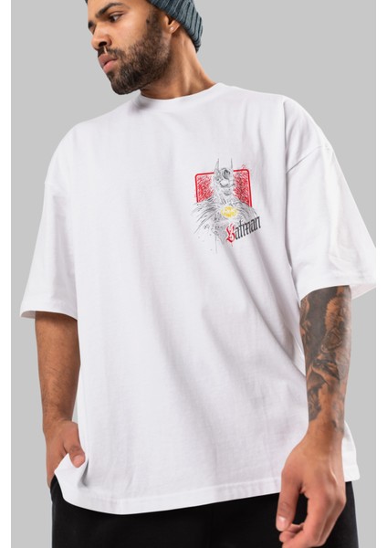 Batman (12) Ön Sol Baskılı Oversize T-Shirt Erkek Kadın Unisex Pamuk Bisiklet Yaka Tişort modelleri