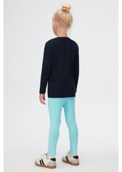 Koyu Lacivert Basic Unisex Çocuk Kışlık Sıfır Yaka Uzun Kollu Tişört fırsatları