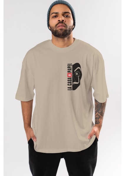 La Casa De Papel (3) Ön Sol Baskılı Oversize T-Shirt Erkek Kadın Unisex Pamuk Bisiklet Yaka Tişort