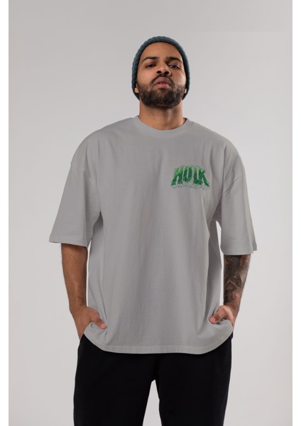 Hulk (14) Ön Sol Baskılı Oversize T-Shirt Erkek Kadın Unisex Pamuk Bisiklet Yaka Tişort modelleri
