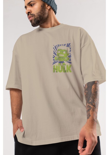 Hulk (2) Ön Sol Baskılı Oversize T-Shirt Erkek Kadın Unisex Pamuk Bisiklet Yaka Tişort modelleri