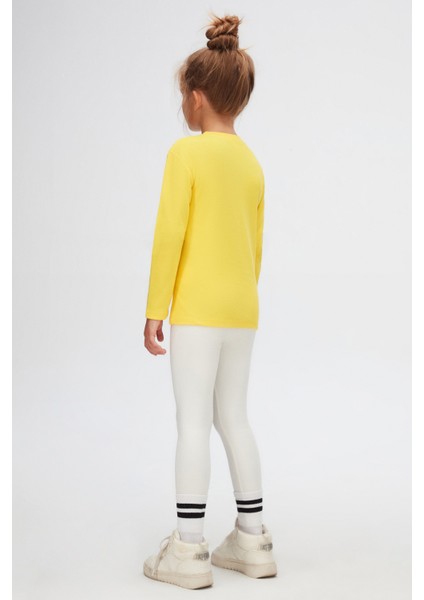 Sarı Basic Unisex Çocuk Kışlık Sıfır Yaka Uzun Kollu Tişört fırsatları
