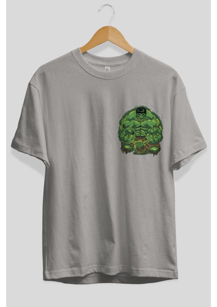 Hulk (7) Ön Sol Baskılı Oversize T-Shirt Erkek Kadın Unisex Pamuk Bisiklet Yaka Tişort fiyatları