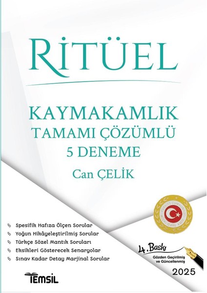 Ritüel Kaymakamlık Tamamı Çözümlü 5 Deneme fiyatları