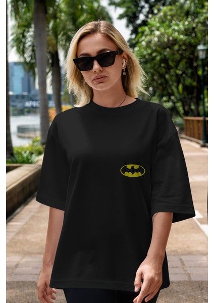 Batman (21) Ön Sol Baskılı Oversize T-Shirt Erkek Kadın Unisex Pamuk Bisiklet Yaka Tişort indirimleri