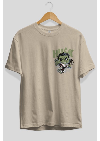 Hulk (8) Ön Sol Baskılı Oversize T-Shirt Erkek Kadın Unisex Pamuk Bisiklet Yaka Tişort fiyatları