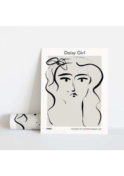 Dekoratif Çerçevesiz Poster Daisy Girl Soyut Çerçevesiz Tablo