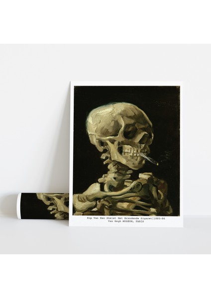 Dekoratif Çerçevesiz Poster Sigara Içen Kafatası Vincent Van Gogh