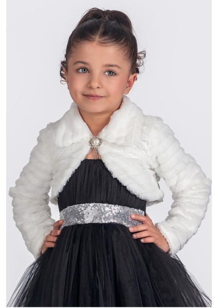 Inci Broşlu Peluş Kız Çocuk Abiye Bolero