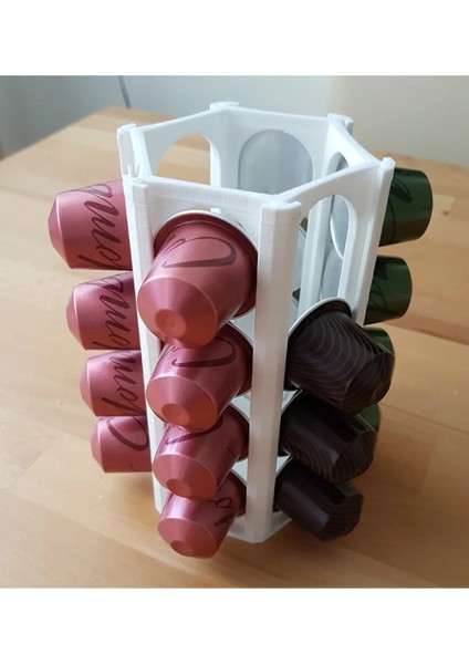 Nespresso Kapsül Kahve Uyumlu Tutucu Dekoratif Çok Amaçlı Stand (Beyaz)