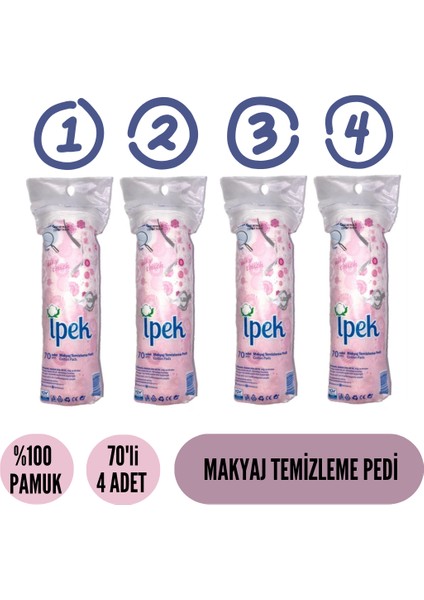Pamuk Makyaj Temizleme Pedi 70'li (4 Adet)