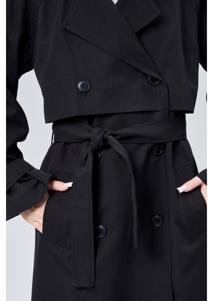 Oversize Kruvaze Kapama Rüzgarlık Detaylı Trençkot fiyatları