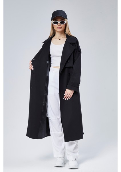 Oversize Kruvaze Kapama Rüzgarlık Detaylı Trençkot indirimleri