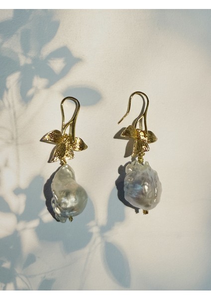 Gerçek Inci Taşlı Özel Tasarım Küpe