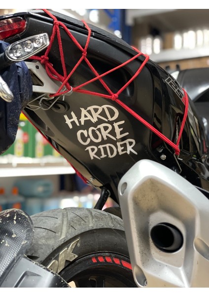 Motor ve Araba Için Beyaz Renk Hard Core Rider Sticker Etiket (12CMX15CM)