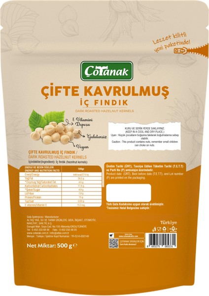 500 gr Çifte Kavrulmuş Iç Fındık fiyatları
