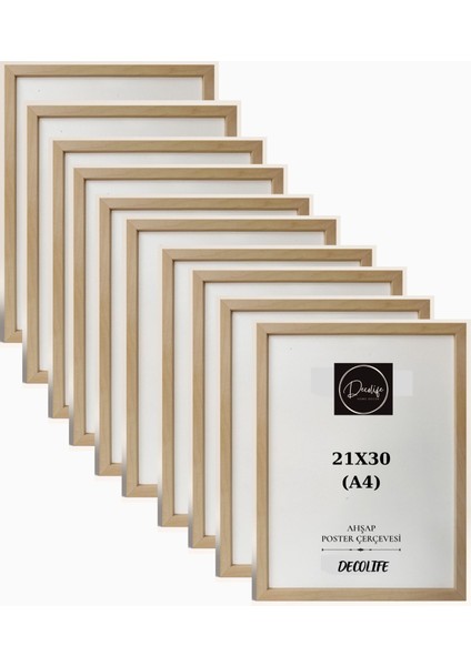 10'lu A4 Çerçeve, Belge Çerçevesi, Diploma, Sertifika, Fotoğraf Çerçevesi, Resim Çerçevesi, 21 x 30