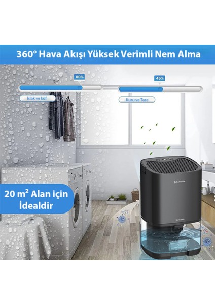 Nem Alma Cihazı Hava Kurutucu Banyo Mutfak Oda Için LED Işıklı Dehumidifer Nem Emici