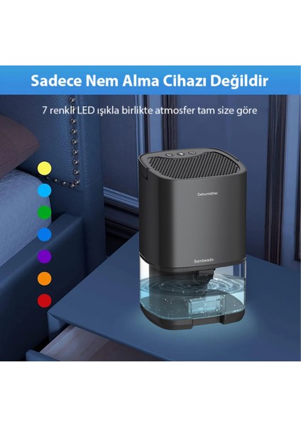 Nem Alma Cihazı Hava Kurutucu Banyo Mutfak Oda Için LED Işıklı Dehumidifer Nem Emici