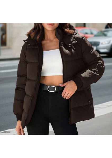 Kadın Siyah Su ve Rüzgar Geçirmez Oversize Kapüşonlu Kışlık Şişme Mont & Kaban & Parka - 137