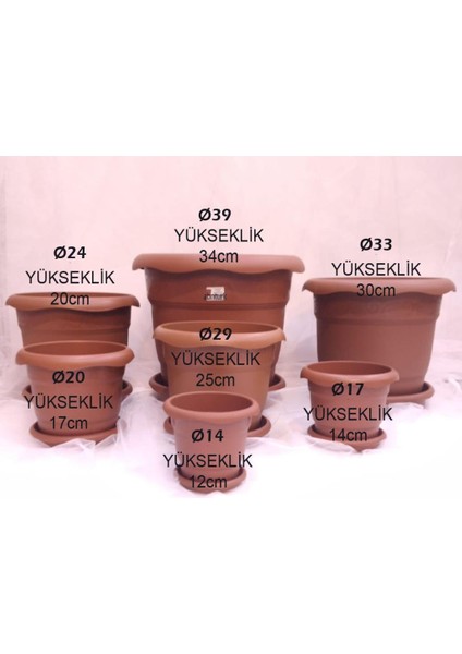 1 Adet 4no Ø33X30CM 14 Litre Toprak Rengi Tabaklı Çiçek Saksısı Toprak Çökmesi Önleyen Özel Içyapı modelleri