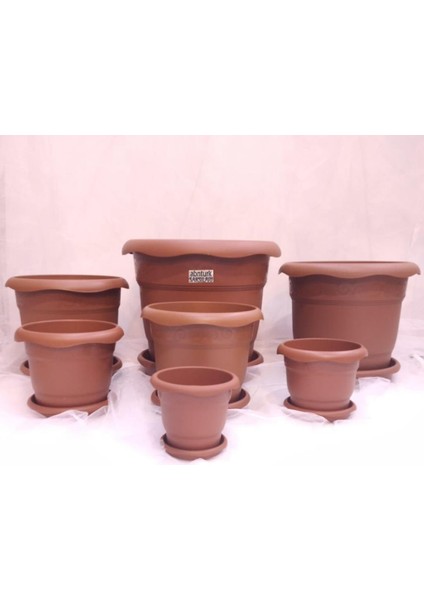 1 Adet 4no Ø33X30CM 14 Litre Toprak Rengi Tabaklı Çiçek Saksısı Toprak Çökmesi Önleyen Özel Içyapı fırsatları