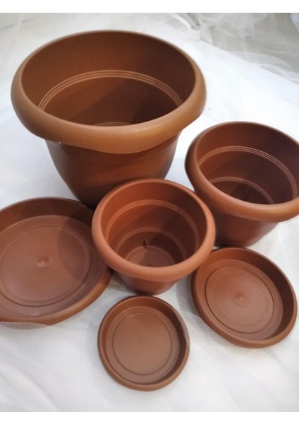 1 Adet 4no Ø33X30CM 14 Litre Toprak Rengi Tabaklı Çiçek Saksısı Toprak Çökmesi Önleyen Özel Içyapı indirimleri