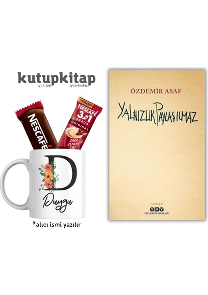 Yalnızlık Paylaşılmaz Kutupkitap Isimli Kupa Bardak Kahve Kişiye Özel Not Yalnızlık Paylaşılmaz Özdemir Asaf Kitap Hediye Seti
