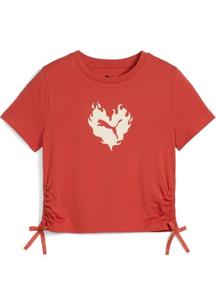 Flaming Love Knotted Tee Kırmızı Kız Çocuk Kısa Kol T-Shirt
