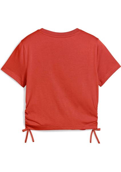 Flaming Love Knotted Tee Kırmızı Kız Çocuk Kısa Kol T-Shirt