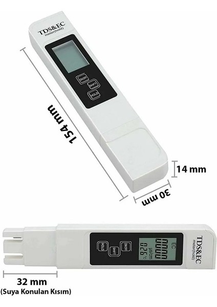 Sıcaklık Ölçüm Cihazı 3in1 Dijital Tds Su Kalitesi Değeri İçme suyunu, yüzme havuzlarını, akvaryumdaki pH dengesini, spayı veya hidroponiği test etmek için ideal bir cihazdır. fiyatları