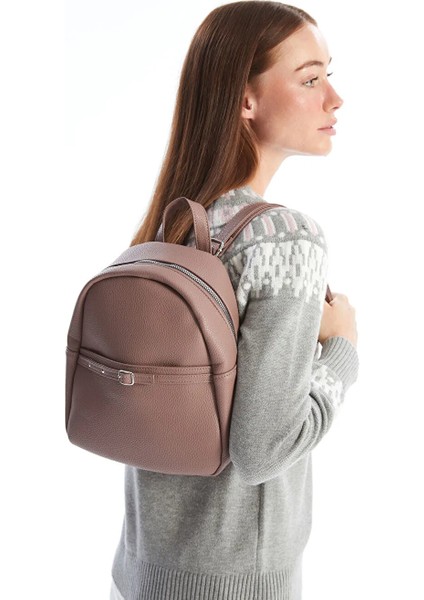 Accessorıes Pembe Deri Görünümlü Kadın Sırt Çantası