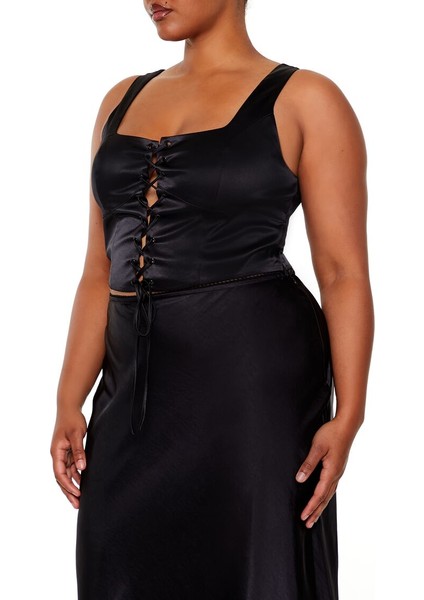 Plus Size Bağcıklı Bluz