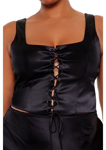Plus Size Bağcıklı Bluz