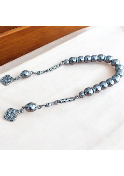 Zaza Tesbih Hematit Doğal Taş Sallamalık Tesbih Doğal Taş Tesbih Gri Hematit Tesbih 33 Lük Tesbih