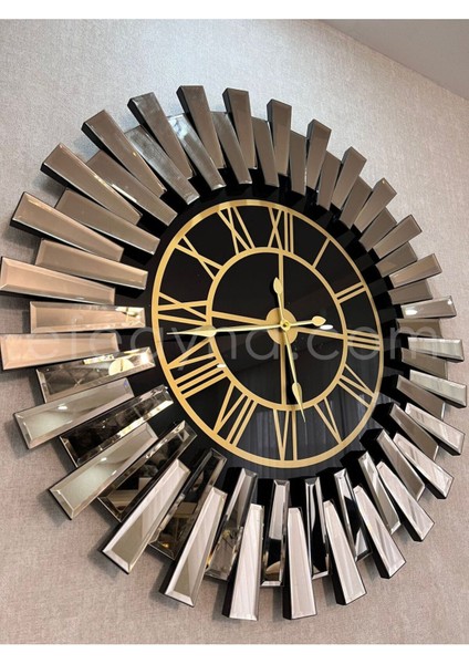 65 x 62 Piyano X-3lü Bronz Ayna Duvar Saati ve Tablo Seti-Küçük(Duvar SAATI:65CM,TABLOLARIN Herbiri fırsatları