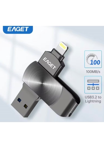 İ66 64Gb. MFi Apple Lisanslı iphone Lightning ve Usb 3.2 Süper Hızlı Orjinal Otg Çift Giriş Flash Bellek Süper Hızlı Metal Sağlam Orjinal