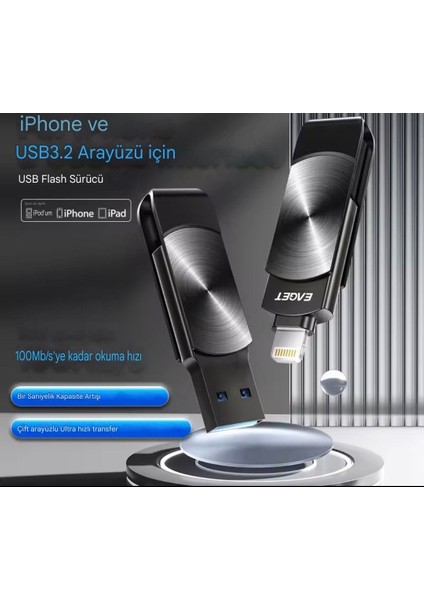 İ66 64Gb. MFi Apple Lisanslı iphone Lightning ve Usb 3.2 Süper Hızlı Orjinal Otg Çift Giriş Flash Bellek Süper Hızlı Metal Sağlam Orjinal