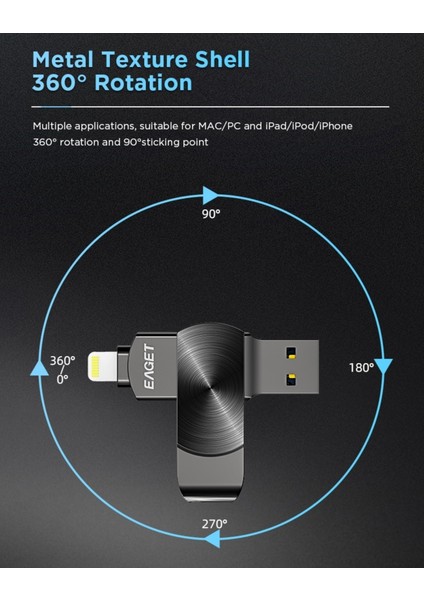 İ66 64Gb. MFi Apple Lisanslı iphone Lightning ve Usb 3.2 Süper Hızlı Orjinal Otg Çift Giriş Flash Bellek Süper Hızlı Metal Sağlam Orjinal