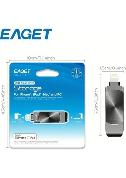 İ66 64Gb. MFi Apple Lisanslı iphone Lightning ve Usb 3.2 Süper Hızlı Orjinal Otg Çift Giriş Flash Bellek Süper Hızlı Metal Sağlam Orjinal